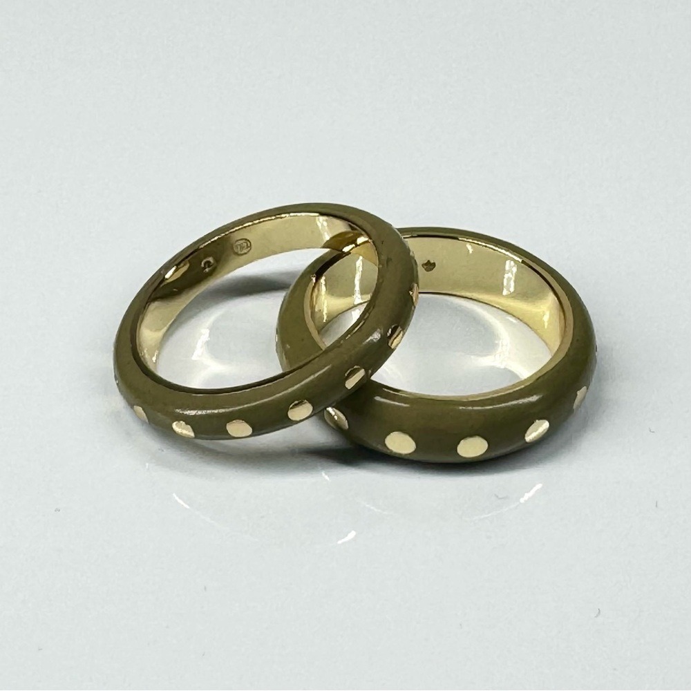 Gorjana New Size 9 Asher Rings Sage Green Color Enamel and 18K Gold Plated Brass - Picture 3 of 5